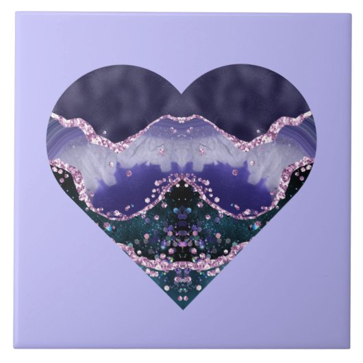 緑の紫の海水の色の紫のハートを見る タイル (正面)