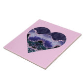 緑の紫の海水の色ピンクのハートを見る タイル (側面)