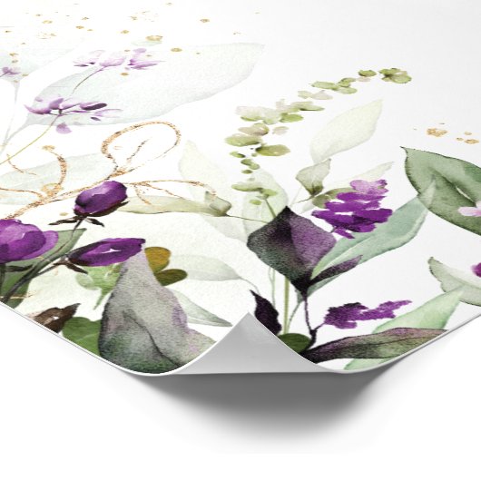 緑の紫の薄紫赤ちゃんのシャワーのポスター ポスター (角)