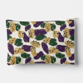 緑の紫の金ゴールドブラシストロークパターンモノグラム アクセサリーポーチ (裏面)