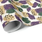 緑の紫の金ゴールドブラシストロークパターン ラッピングペーパー (ロールコーナー)