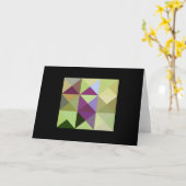緑の紫トーンキルトスクウェアのノートカード カード (黄色い花)