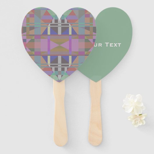 緑の紫ピンクの幾何学的なファンのセット ハンドファン (正面&裏面)