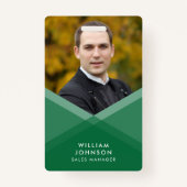 緑の紫色によって層にされる幾何学的な写真 バッジ (正面)