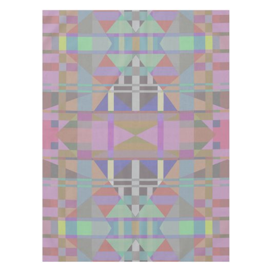 緑の紫色のピンクの幾何学的 テーブルクロス (正面)