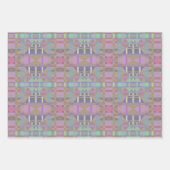 緑の紫色のピンクの幾何学的 ラッピングペーパーシート (正面3)