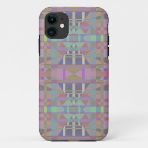 緑の紫色のピンクの幾何学的 iPhone 11 ケース