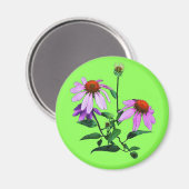 緑の紫色のベニバナ マグネット (正面/裏面)