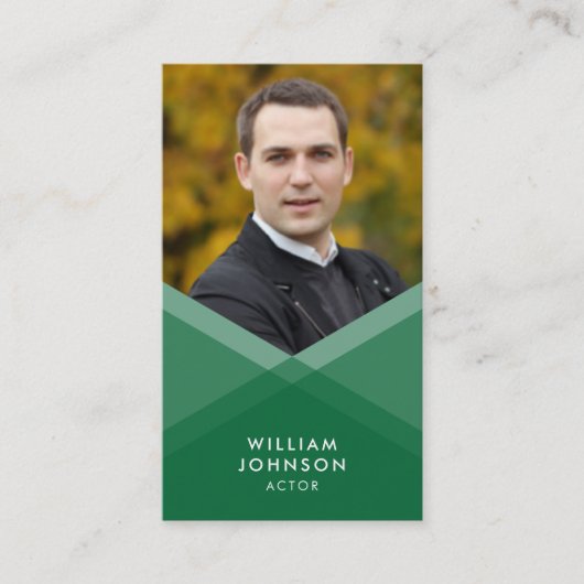 緑の紫色の層状の幾何学的ソーシャルメディア写真 名刺 (正面)