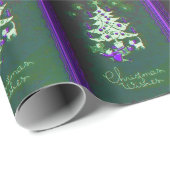 緑の紫色の木のクリスマスのヴィンテージ ラッピングペーパー (ロールコーナー)