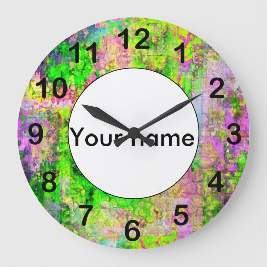 緑の紫色の質 ラージ壁時計 (正面)