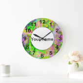 緑の紫色の質 ラージ壁時計 (ホーム)