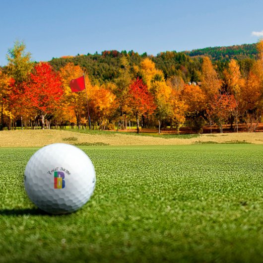 緑の紫色の黄色の赤いモノグラム文字B ゴルフボール