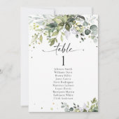 緑の結婚テーブル座席表カード (正面)