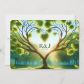 緑の結婚フラット日付カードを保存 セーブザデート (正面)