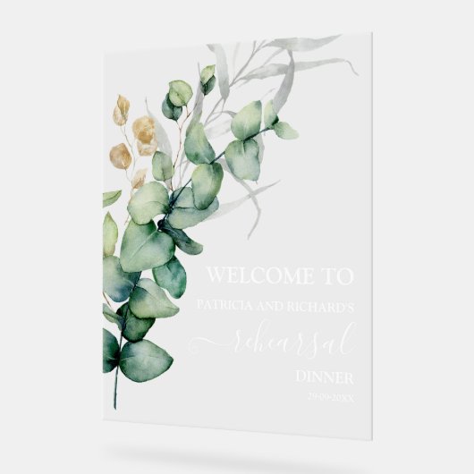 緑の結婚リハーサルのディナーウェルカムサイン アクリルサイン (傾斜)