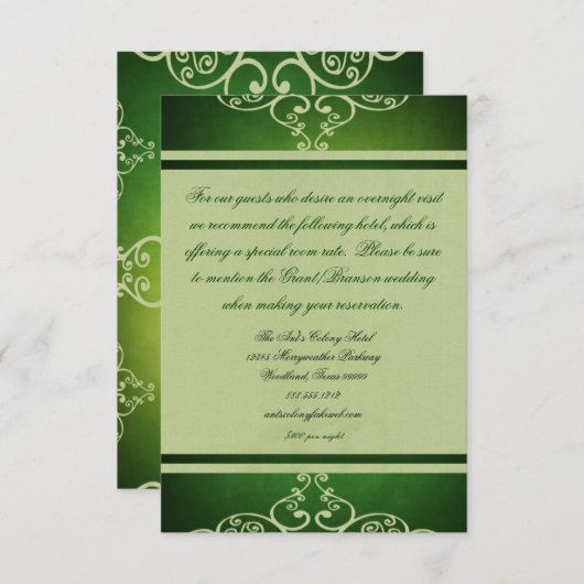 緑の結婚式のカスタムな調節カード 招待状 (正面/裏面)