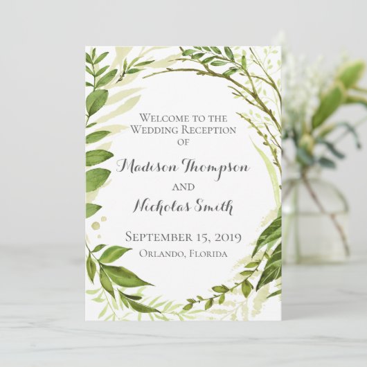 緑の結婚式のレセプションプログラ素朴ム プログラム (スタンド正面)