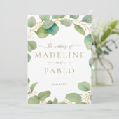 緑の結婚式の招待、緑と金ゴールド招待状 招待状 (スタンド正面)