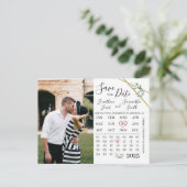 緑の結婚式の日の写真のカレンダー ポストカード (スタンド正面)