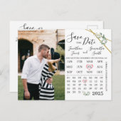 緑の結婚式の日の写真のカレンダー ポストカード (正面/裏面)