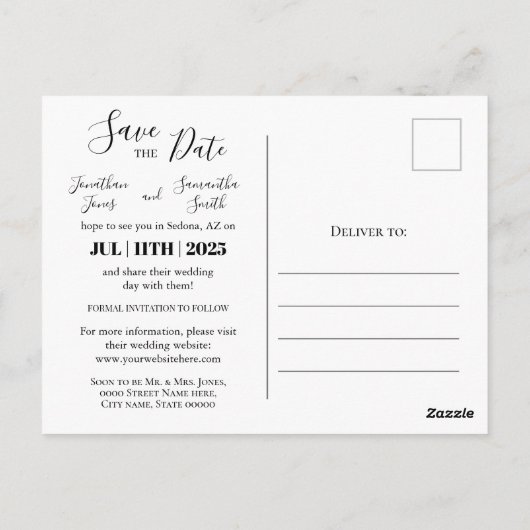 緑の結婚式の日の写真のカレンダー ポストカード (裏面)