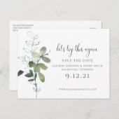 緑の結婚式の日付を変更する日付を保存 案内ポストカード (正面/裏面)