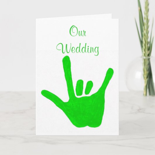 緑の結婚式招待状、Love in Sign Language 招待状 (正面)