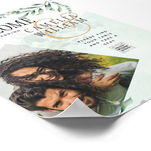 緑の結婚式招待状WebサイトRSVP QRコード ポスター (角)