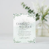 緑の結婚式招待状WebサイトRSVP QRコード ポストカード (スタンド正面)