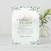 緑の結婚式招待状WebサイトRSVP QRコード 招待状 (スタンド正面)