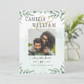 緑の結婚式招待状WebサイトRSVP QRコード 招待状 (スタンド正面)