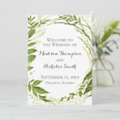 緑の結婚式 プログラムカード素朴、緑 プログラム (スタンド正面)