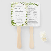 緑の結婚式 プログラムファン素朴、緑 ハンドファン (正面&裏面)