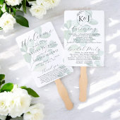 緑の結婚式 プログラムユーカリプトゥスウォーターカラー ハンドファン