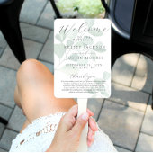 緑の結婚式 プログラムユーカリプトゥスウォーターカラー ハンドファン