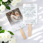 緑の結婚式 プログラムユーカリプトゥスウォーターカラー ハンドファン