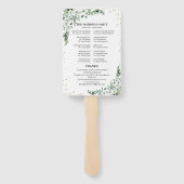 緑の結婚式 プログラムユーカリプトゥスウォーターカラー ハンドファン (裏面)