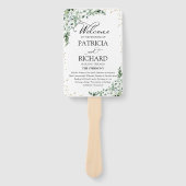 緑の結婚式 プログラムユーカリプトゥスウォーターカラー ハンドファン (正面)