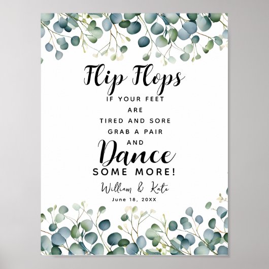 緑の結婚葉のビーチサンダルの結婚徴候 ポスター (正面)