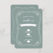 緑の結婚RSVPの応答のヴィンテージスクロール 出欠カード (正面/裏面)