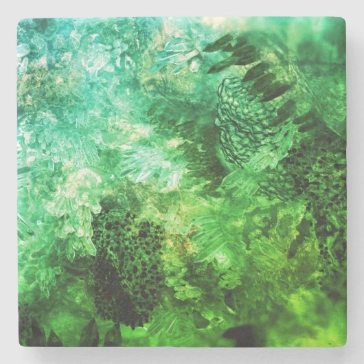 緑の結晶の層 ストーンコースター (正面)