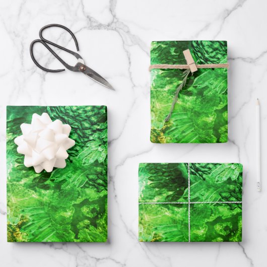 緑の結晶の層 ラッピングペーパーシート (正面)