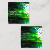 緑の絵を描ストライプブラシストローク スクエア名刺 (正面/裏面)
