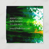 緑の絵を描ストライプブラシストローク スクエア名刺 (裏面)