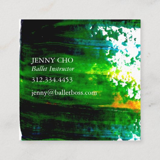 緑の絵を描ストライプブラシストローク スクエア名刺 (裏面)