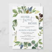 緑の緑のほこり離れの多い青い引っ越し祝いパーティーパーティー 招待状 (正面)