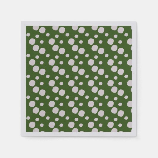 緑の緑のドット スタンダードカクテルナプキン (正面)