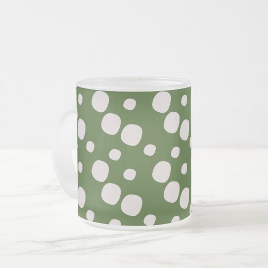 緑の緑のドット フロストグラスマグカップ (正面左)