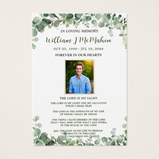 緑の緑の写真葬儀記念ブックマーク (正面)